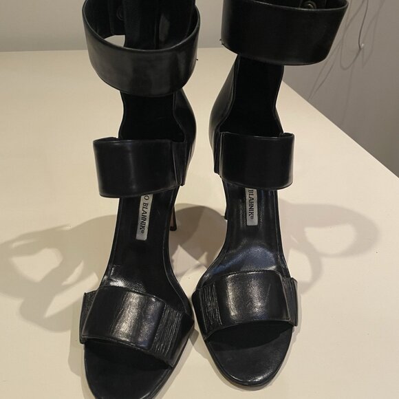 Manolo Blahnik Shoes - Manolo Blahnik Black Ankle Wrap Sandal